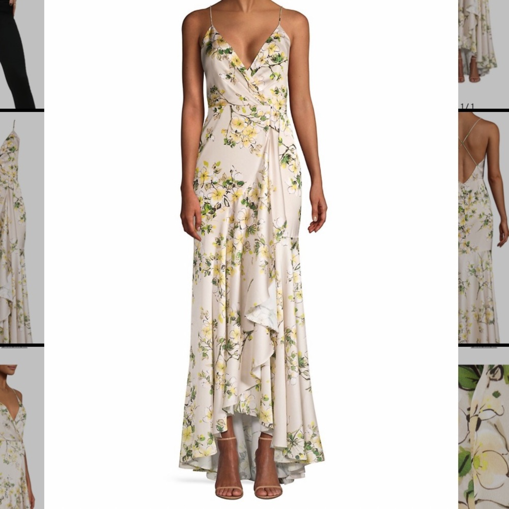 NWT Jay Godfrey Beautiful Floral Ruffled Slip Gown In Plumeria MP $395